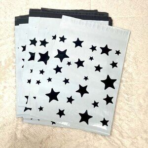 Poly Mailer Bag Shipping Envelope 2mil black white stars QTY: 50 10”x13” Glossy